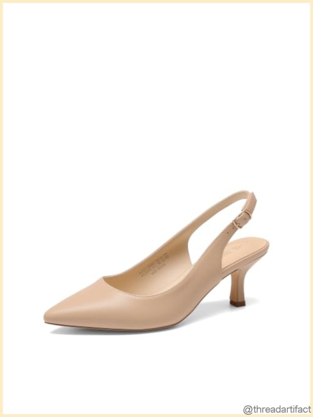 Women's Faux Leather Slingback Kitten Heel Pumps Pointed Toe